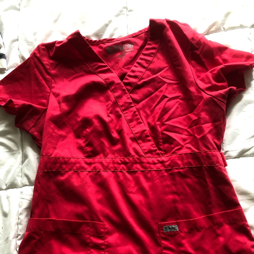 Greys anatomy red scrub top